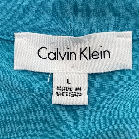 Calvin Klein Blue Knit Draped Neckline Sleeveless Top Women's Size L - Picture 5 of 7